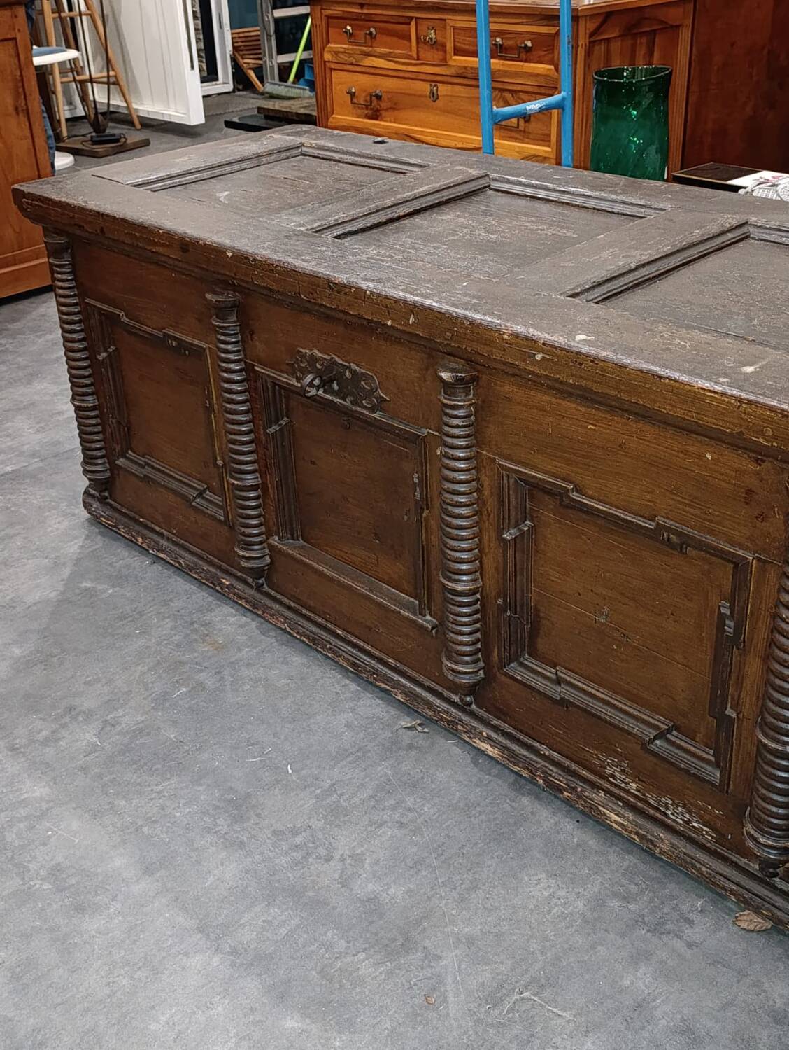 17th-century carved oak antique chest