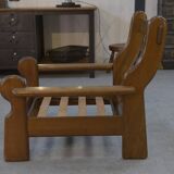 Pair of oak armchairs