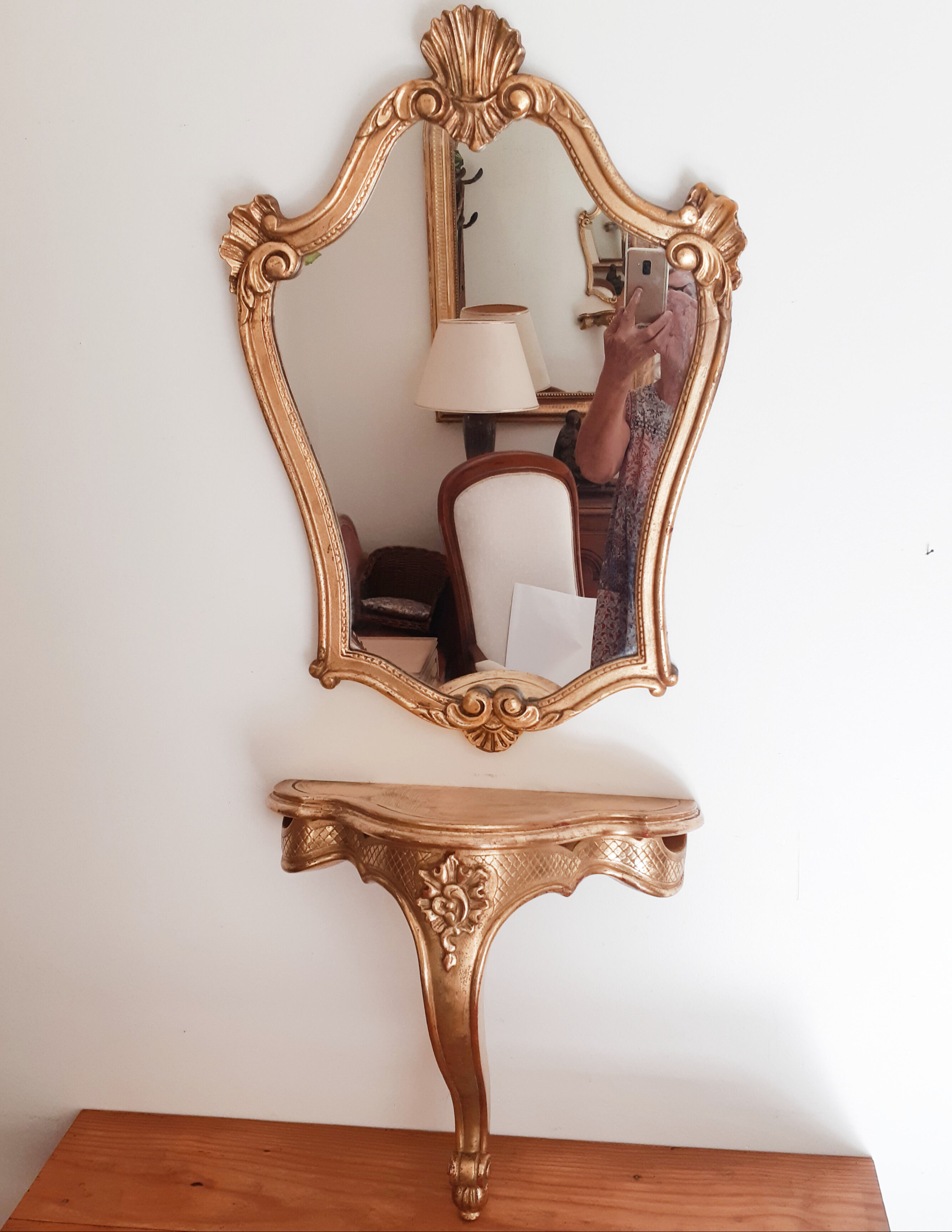 Miroir et console dorées, vintage français
