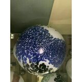 Blue and Black Murrine Sphere Pendant in Glass