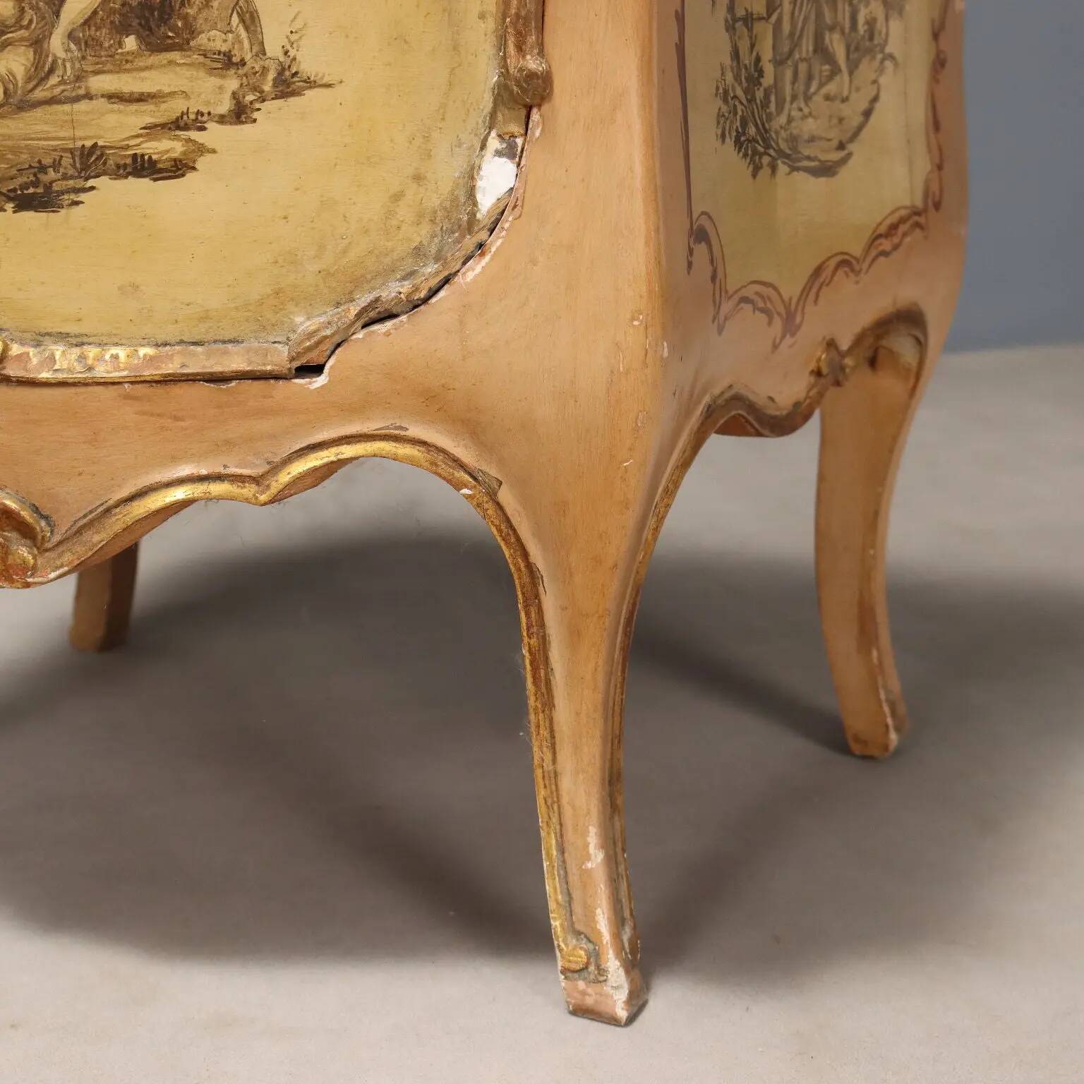 Antique bedside tables in Baroque style, wooden, Italy, 20th century.