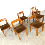 Vintage brutalist dining chairs, set of 6 - 1970s