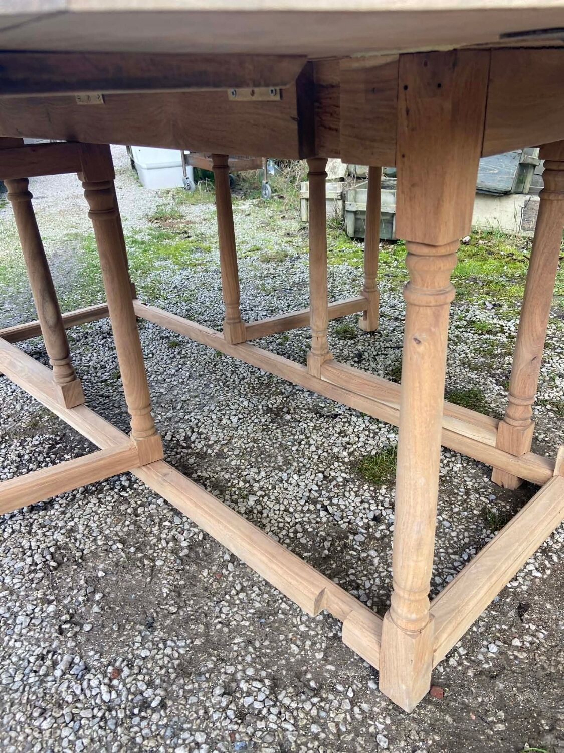 Large gateleg table in raw wood