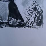 Original Indian ink drawing by Jean Villette (1913-2005)