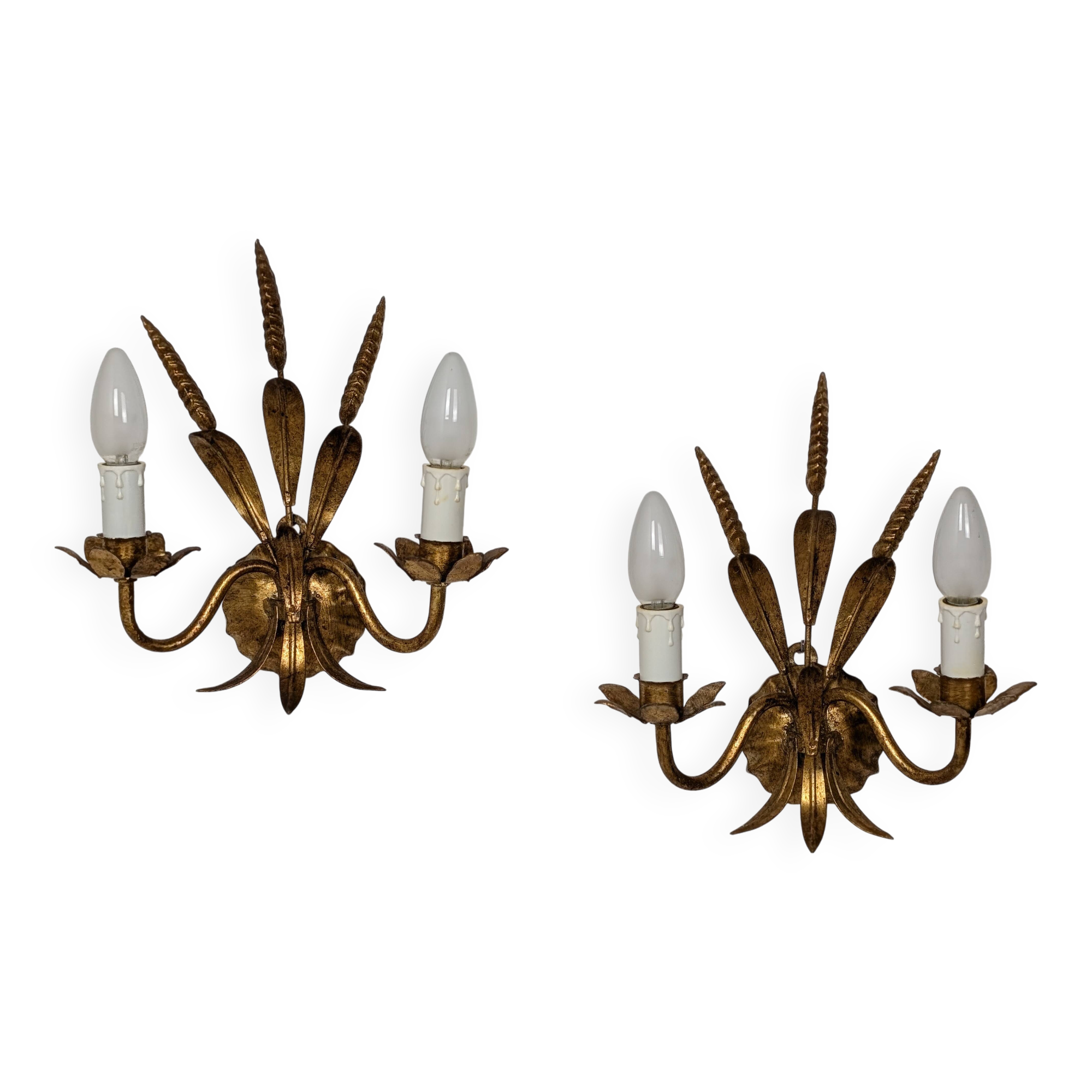 Pair of wheat ear wall lights