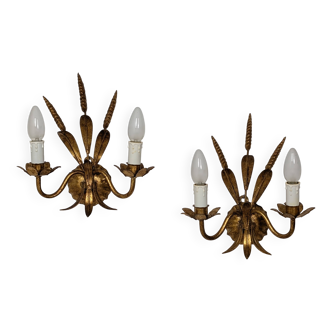Pair of wheat ear wall lights