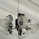 Suspension vintage 5 feux, verre et chrome
