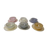 6 tasses vintage en verre irisé