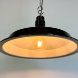 Industrial Black Enamel Factory Pendant Lamp, 1950s