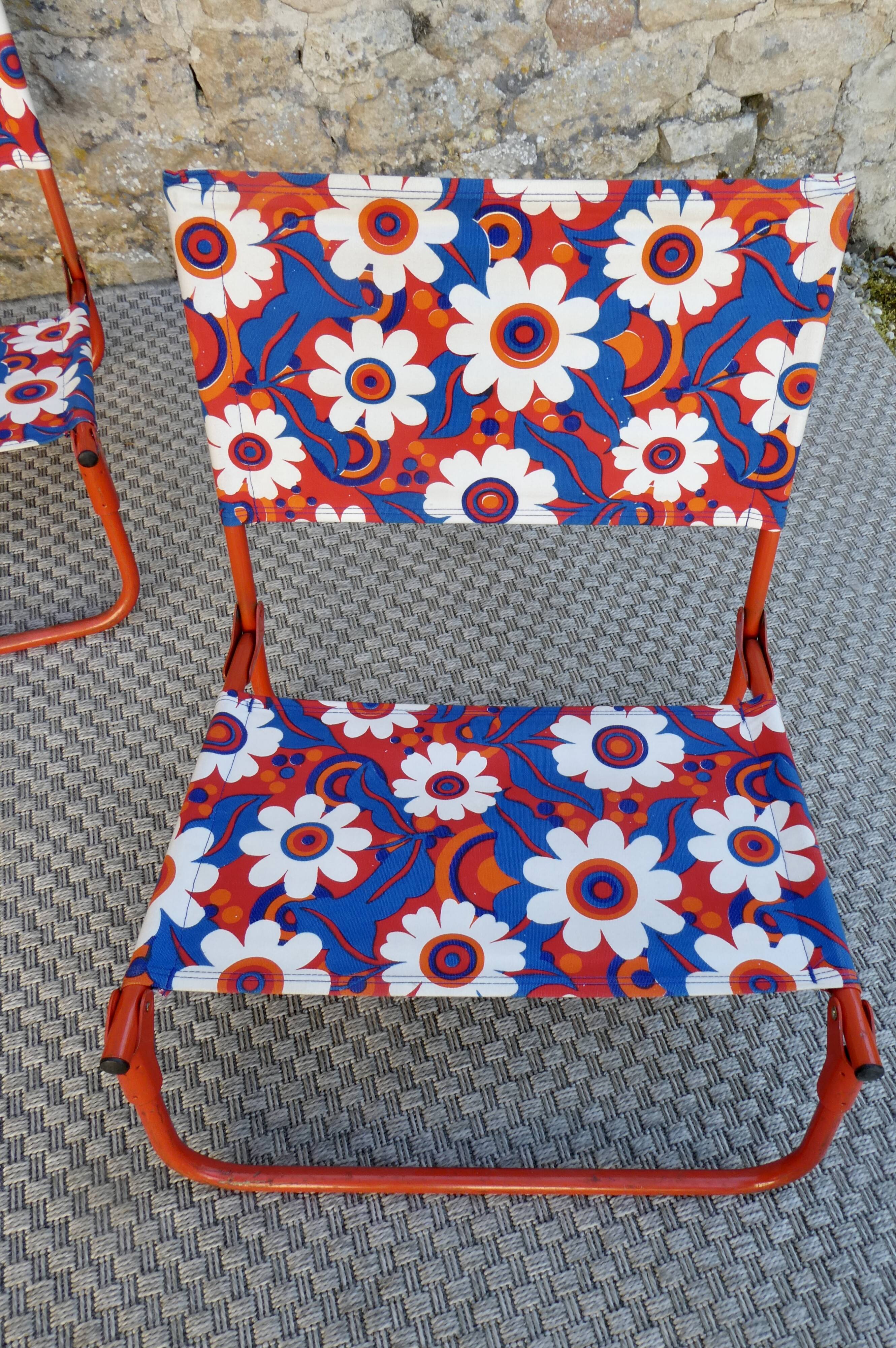 3 retro folding chairs, camping, beach, around 1970