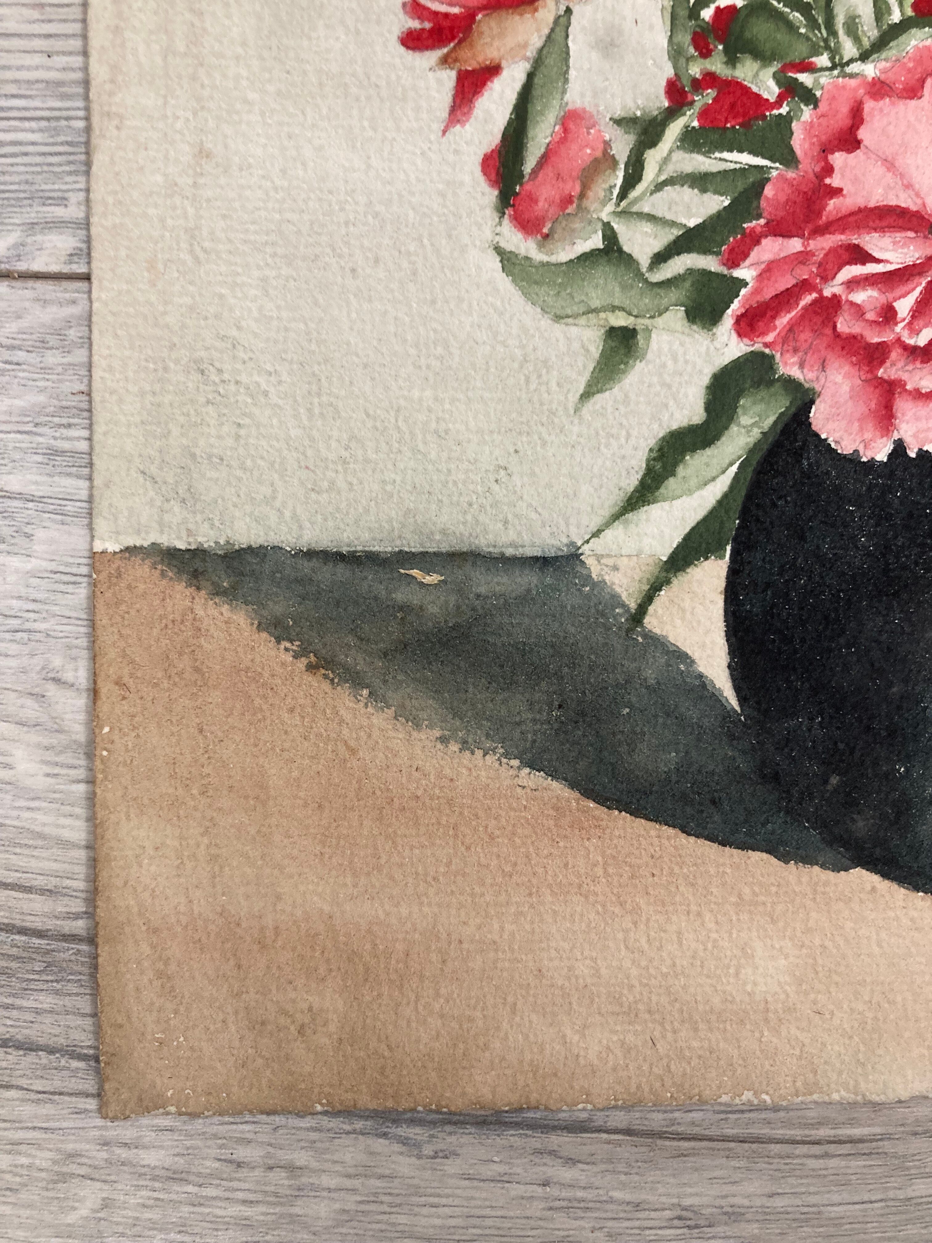 Aquarelle pivoines vintage