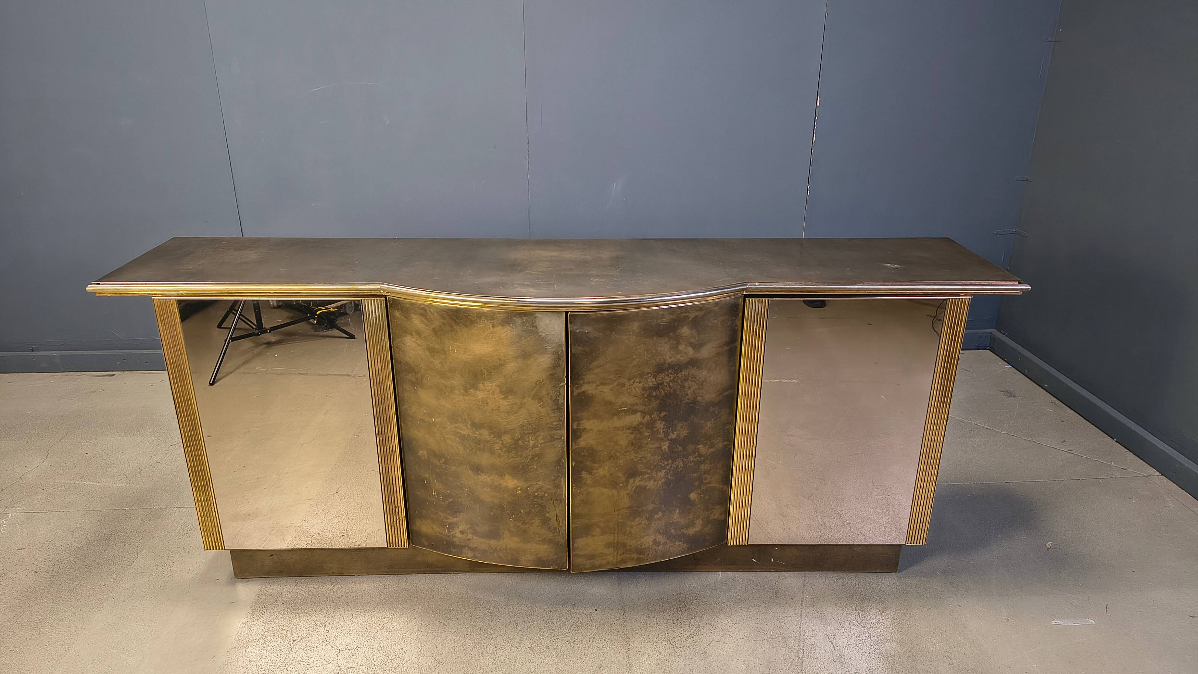 Brass credenza by Belgochrom, 1980s