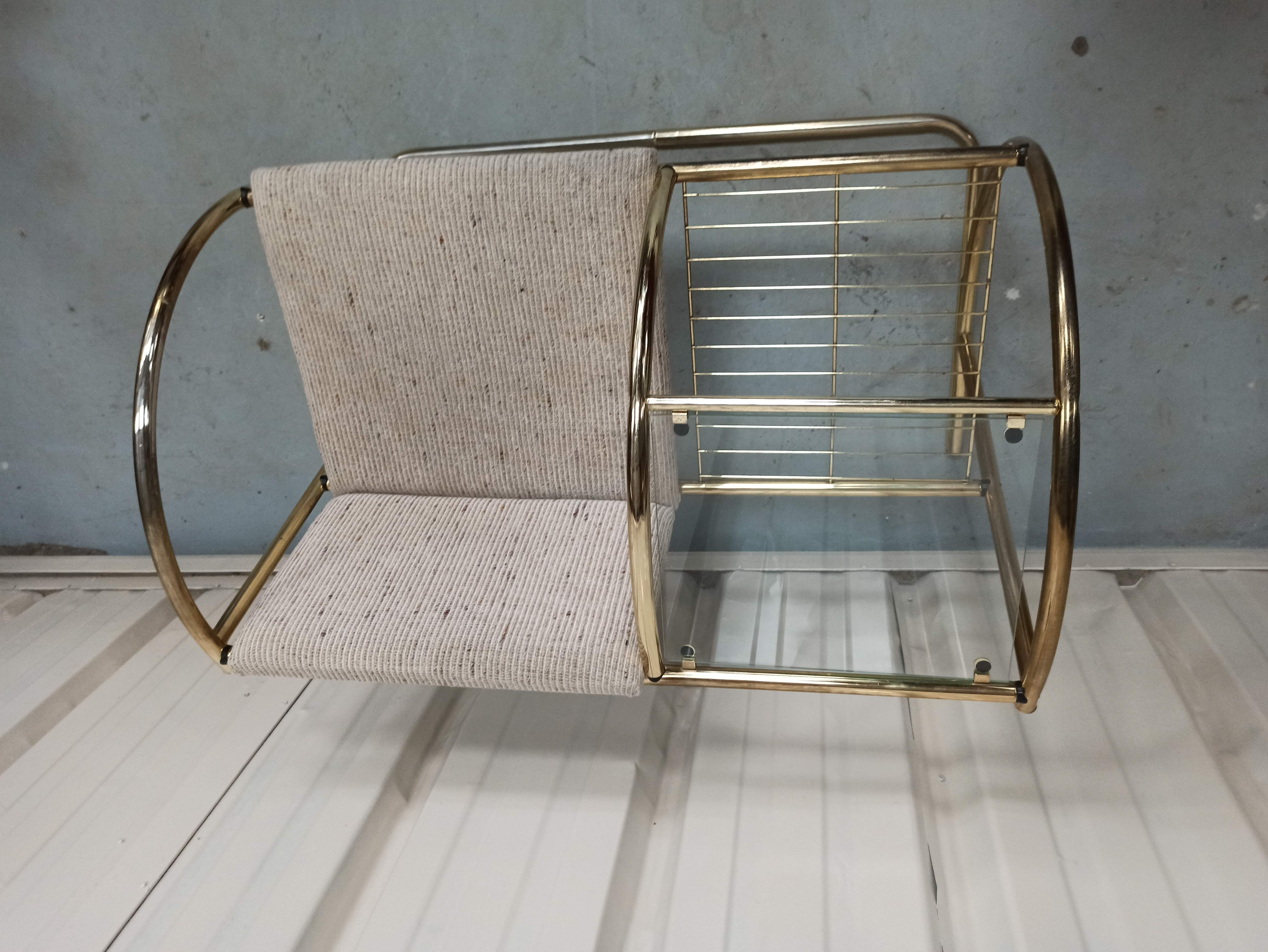 Bench armchair furniture chrome gold 70s