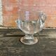 Vintage egg cup, hen shape, clear molded glass
