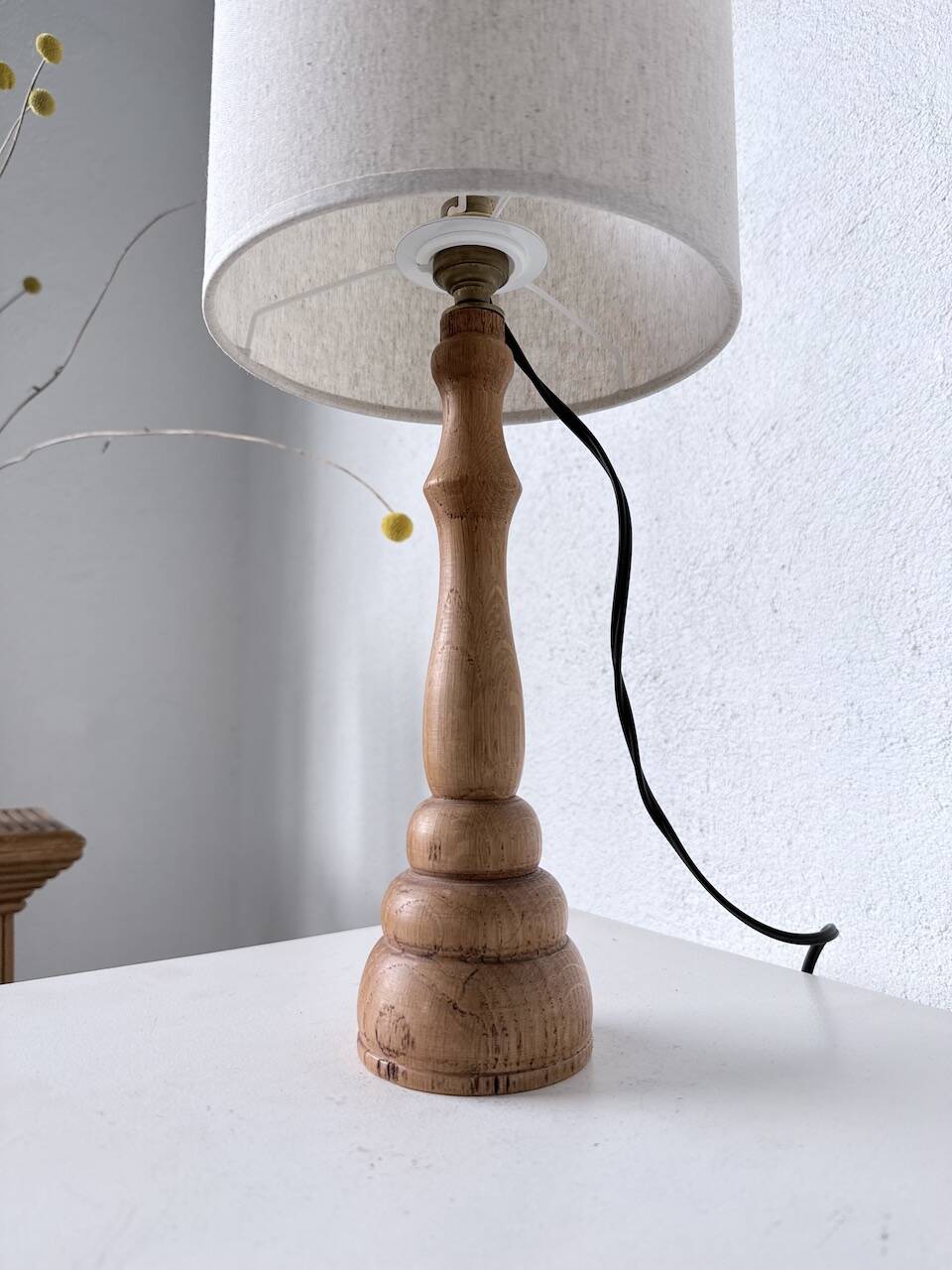 Lampe de bureau en bois chêne clair 1950