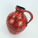 large 1960's VASE fohr-keramik model 490-30 black red relief decor fat lava