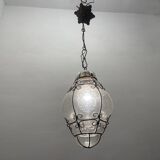Wrought Iron Murano Glass Light Pendant 1950’s