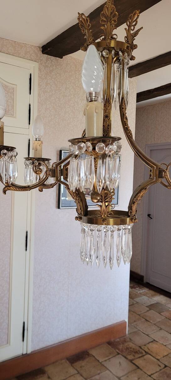 Bronze chandelier with 6 light pendants