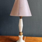 Vintage Table Lamp in White Marble and Brass