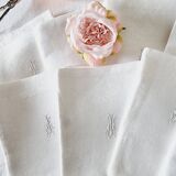 8 antique fabric napkins with anagram in cotton damask