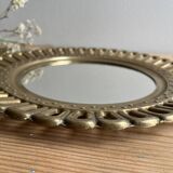 Vintage golden brass sun/flower mirror