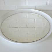 Vintage wall round white plastic mirror, Meblo 1970, retro