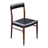 Scandinavian chair, vintage Scandinavian teak and black leatherette chair, living room chair