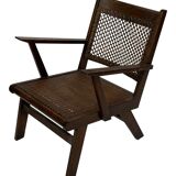 Art Deco oak armchair with webbing 1950s minimalist