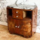 Bedside, art deco side table in precious wood