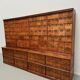 Antique very large American oak grain / apothecary cabinet, ca 1900