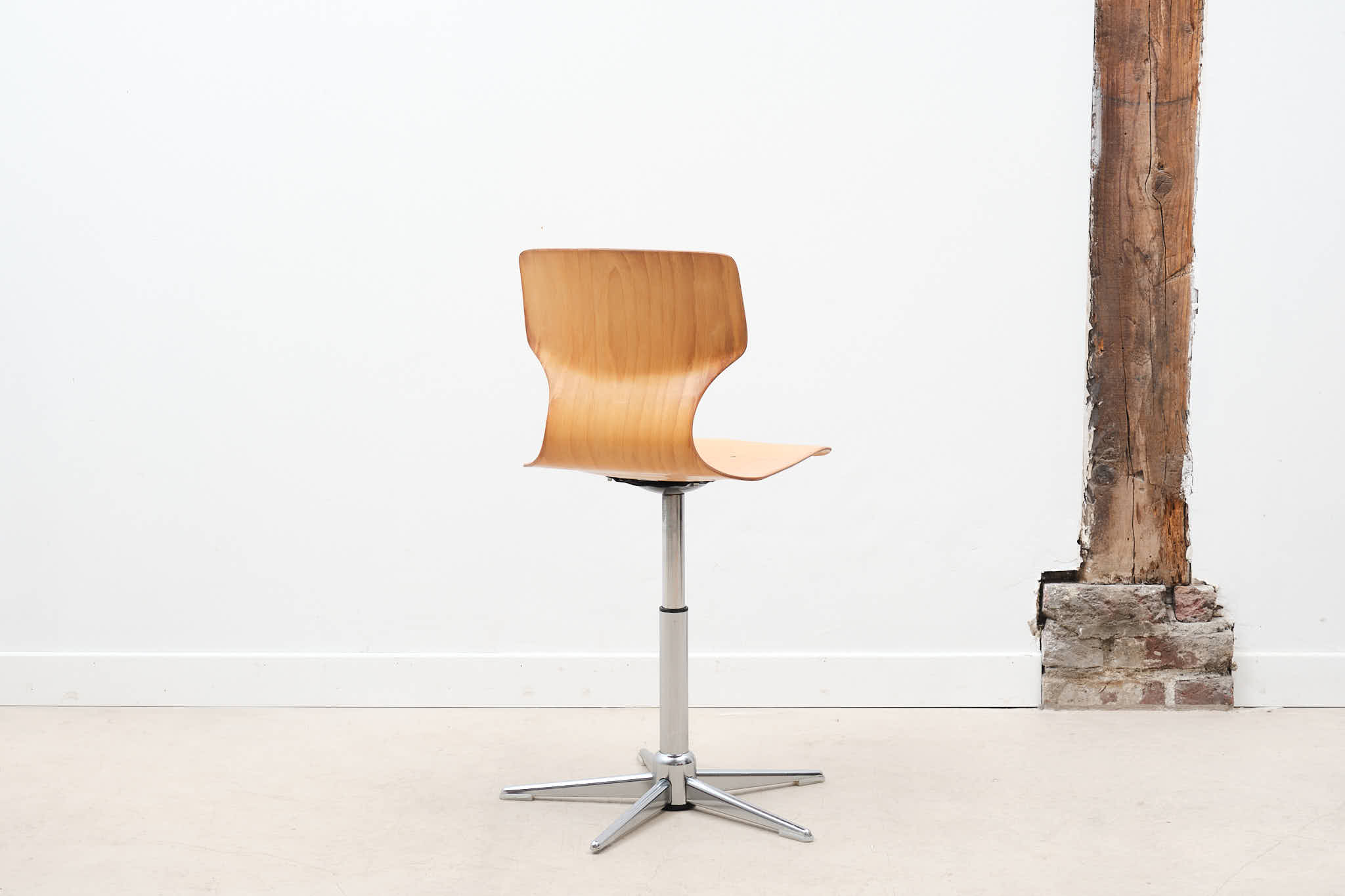 Vintage chair adjustable workshop beech chrome