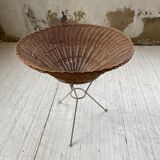 Wicker garden basket on tripod support