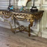 Transitional console in carved and gilded wood, France, 18th century