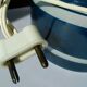 Pair of duck blue and white opaline lamps