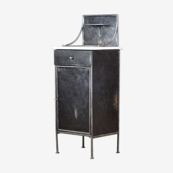 Iron nightstand with marble top, 1920