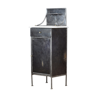 Iron nightstand with marble top, 1920
