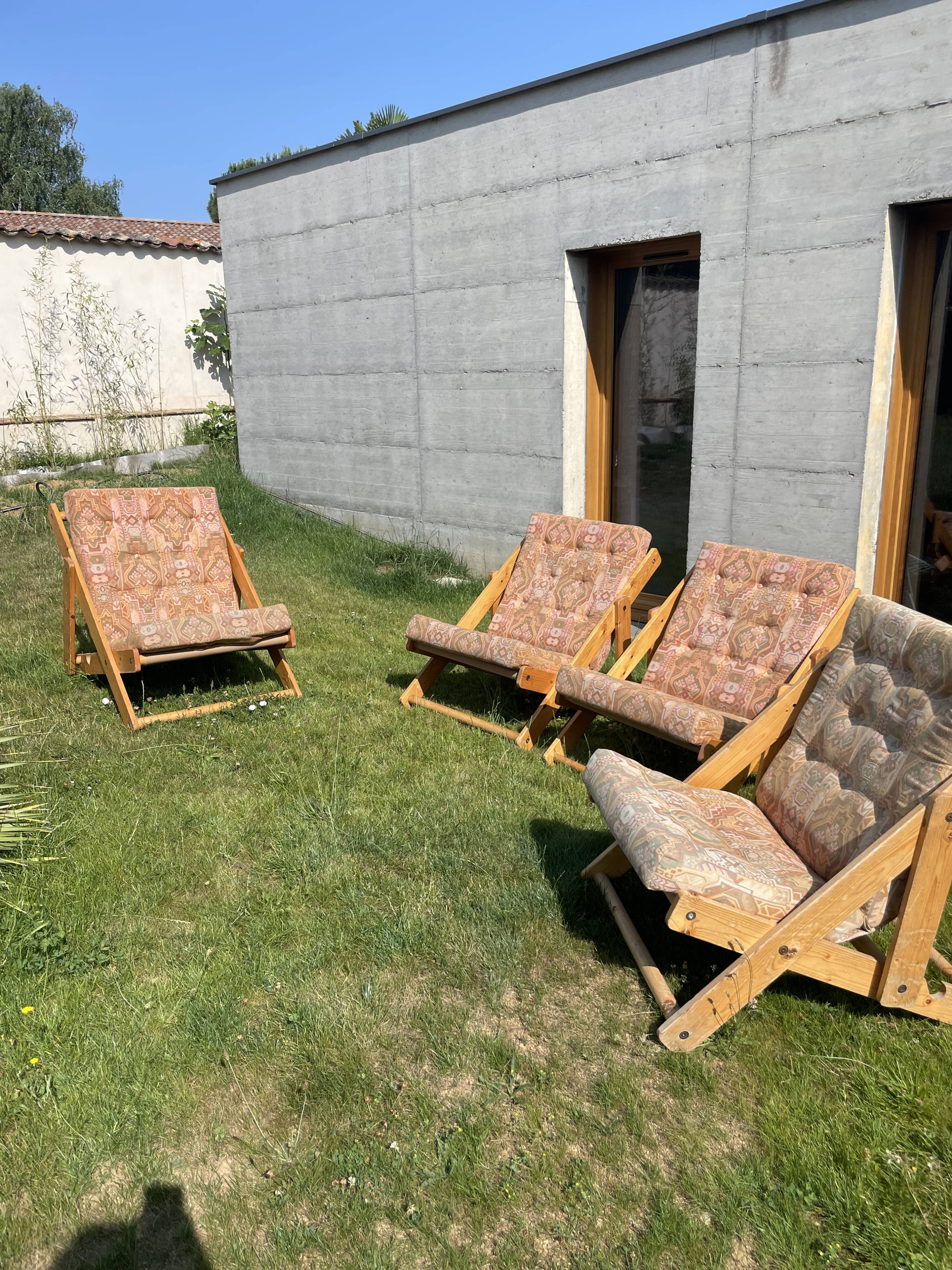 Lot 4 transats en pin Fatöli Kontiki Ikea 1970