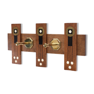 Art deco hanging coatrack oak inlay