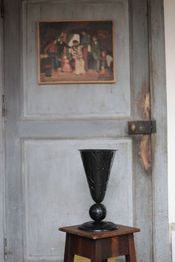 Vase unique fait par artisan ferronnier, vase vintage, collection