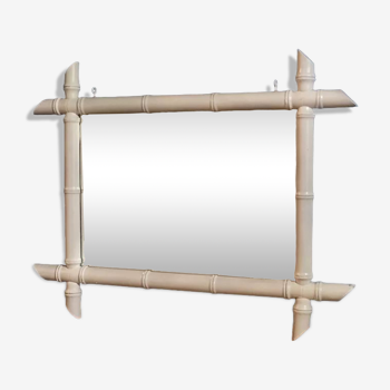 Miroir cadre bois blanc patiné 58x47cm
