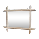 Mirror patinated white wood frame 58x47cm