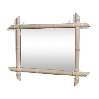 Miroir cadre bois blanc patiné 58x47cm