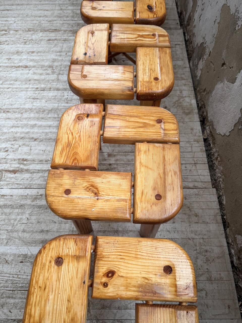 Set of 6 Olof Ottelin stools, Finland 1950.
