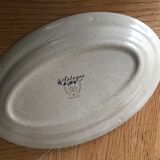 Flat oval dish earthenware Saint Amand floral decoration Sologne