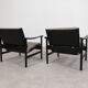 2x wooden Scandinavian arm chairs