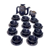 Coffee service of Freres Gaubier, ceramic of vintage and collector's puisaye