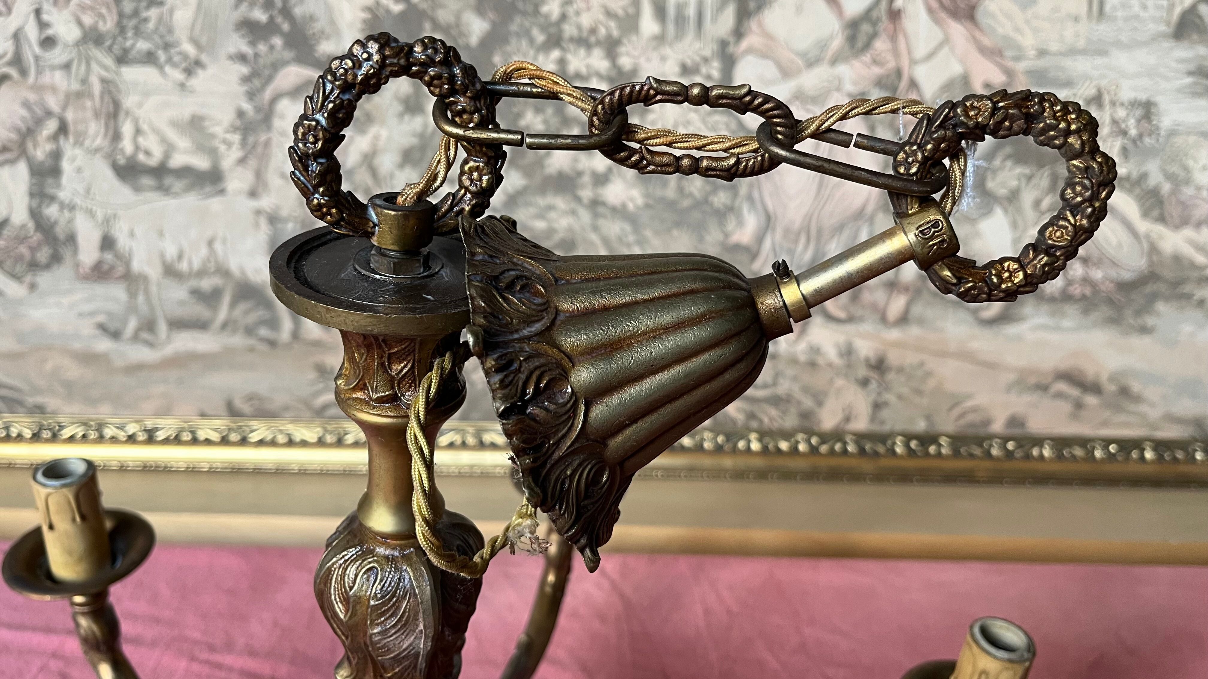 Gilded bronze chandelier 6 candles