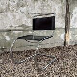 Set of 4 mr10 cantilever chairs chrome steel & black leather, ludwig mies van der rohe / fasem 1970s