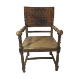 Armchair Henri II wood and leather