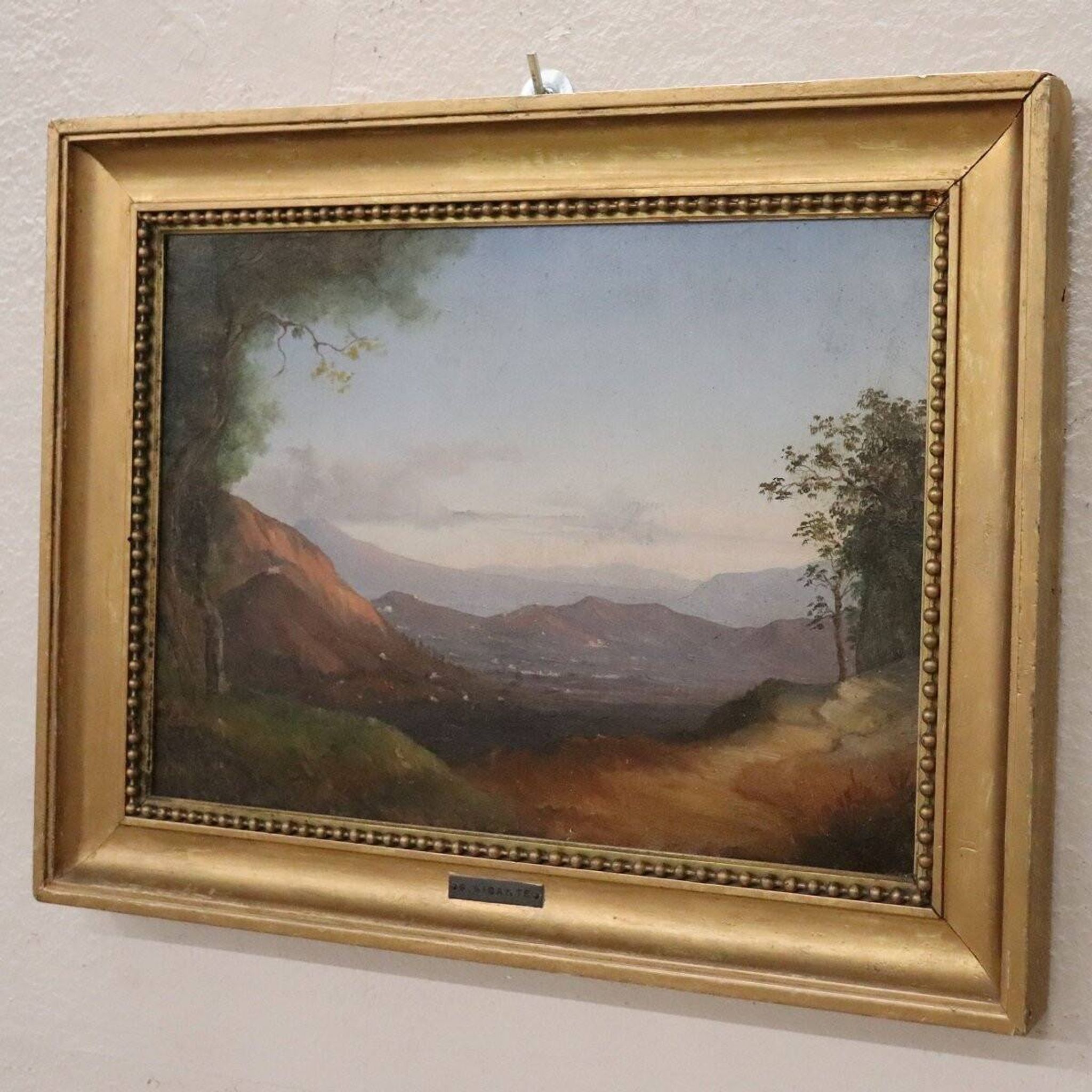 Panoramic view of Naples, oil painting on canvas, Italy 19th century
